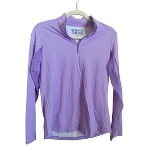 IBKUL Womens Size Small Gingham Quarter Zip Long Sleeve Golf Shirt‎ UPF 50+